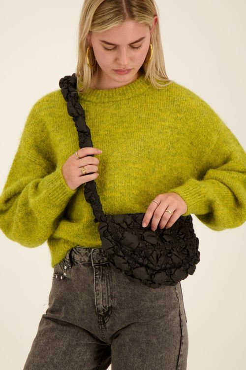 Zwarte puffer crossbody tas