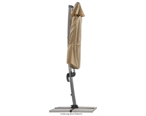 Schneider Rhodos Rondo zweefparasol, 390 x 350 x 280 cm, polyester 200 g/m², zand