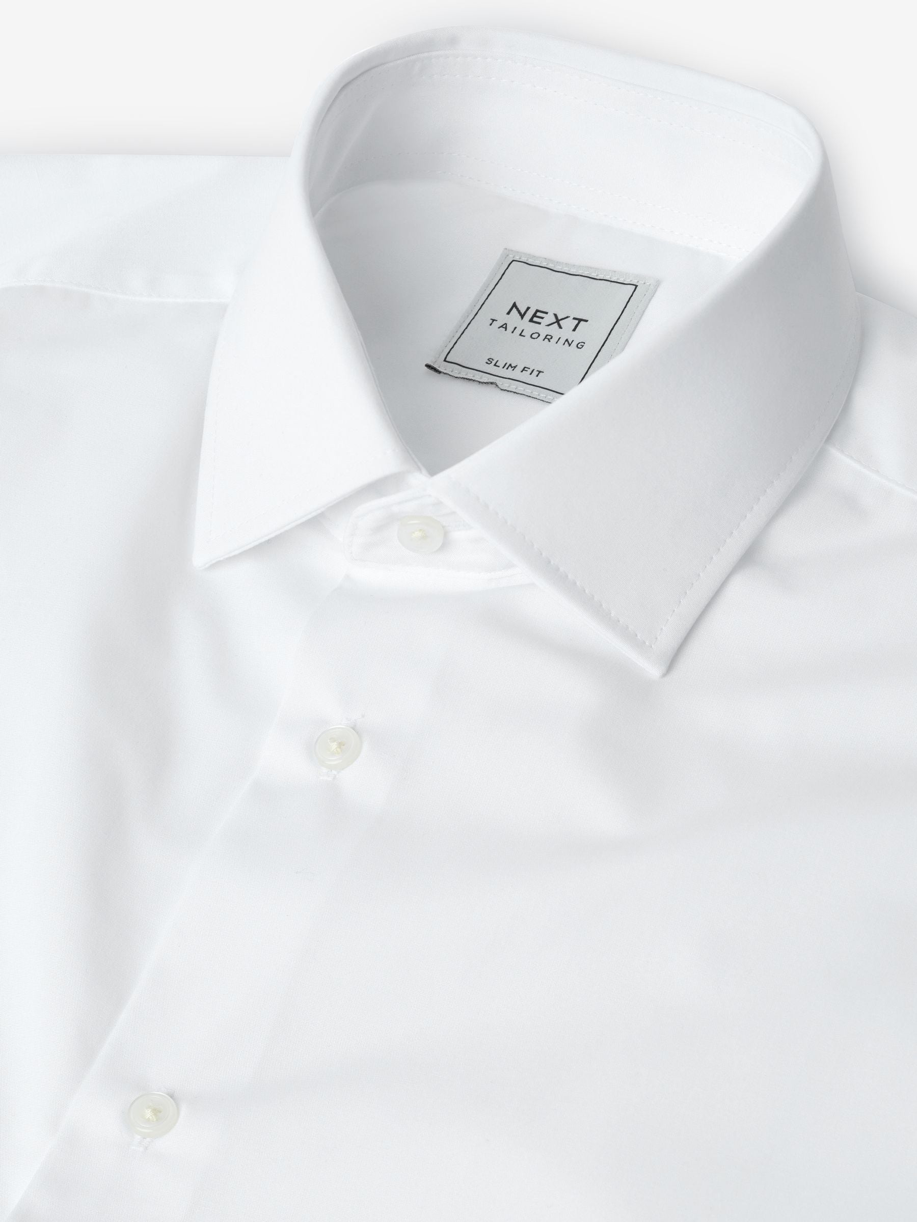 Wit - Verpakking van 4 onderhoudsvriendelijke slim fit smart overhemden met enkele manchetten