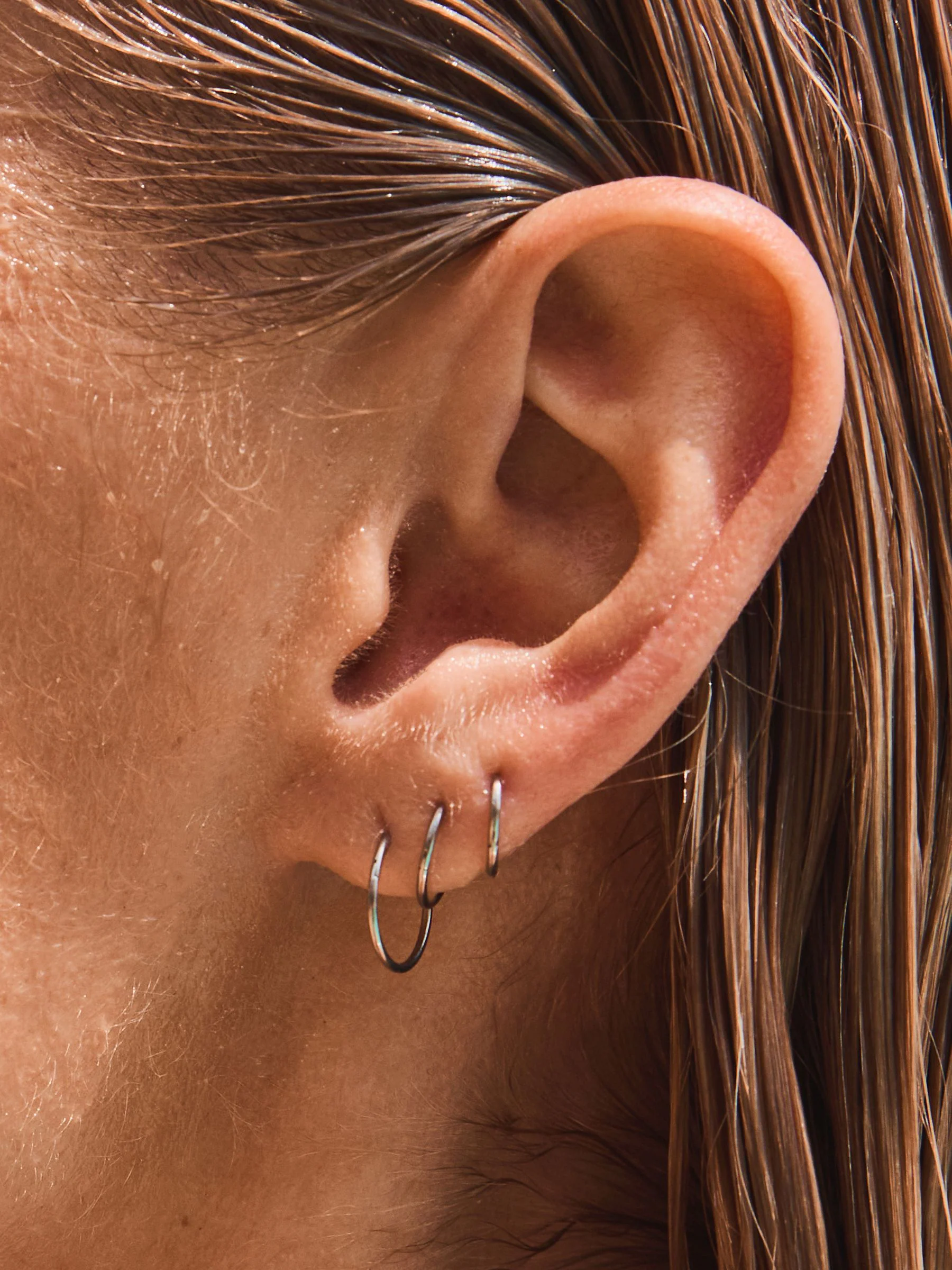 Zilverkleurig - Stainless Steel Graduated Huggie Hoop Earrings 3 Pack