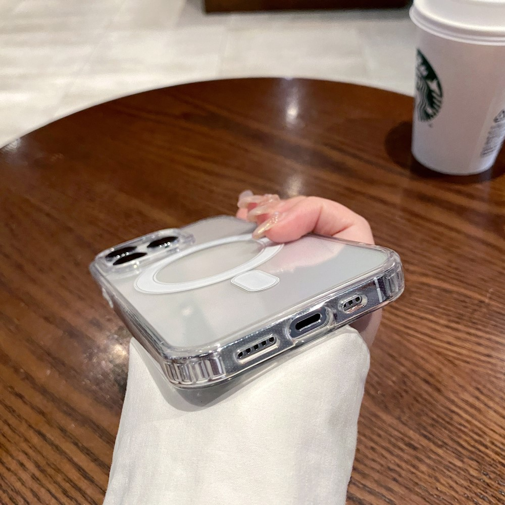 iPhone 16 Pro MagSafe Hybrid Hülle TPU Bumper Acryl Rückseite Air Cushion Fallschutz - Transparent