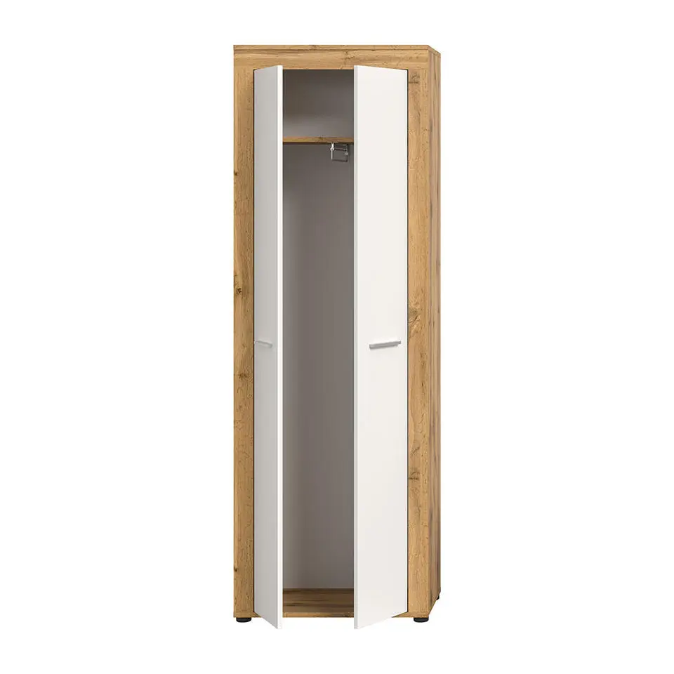 Hioshop Jam kledingkast 2 deuren wit- eik decor