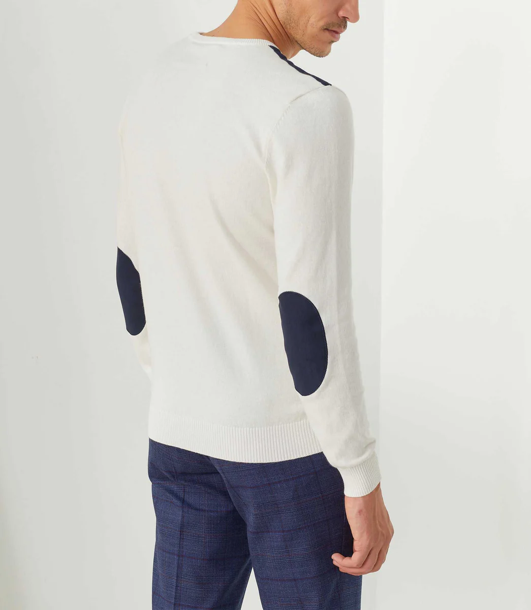 Pull col rond ecru 