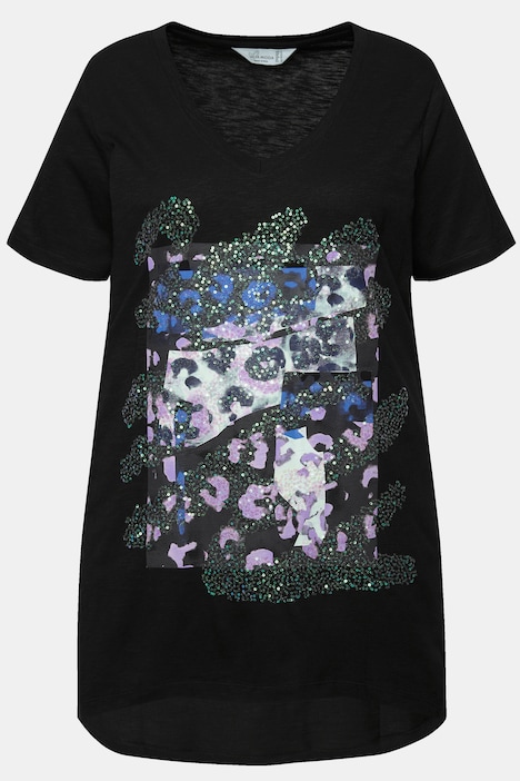 T-Shirt, A-Linie, Leo-Motiv, Halbarm
