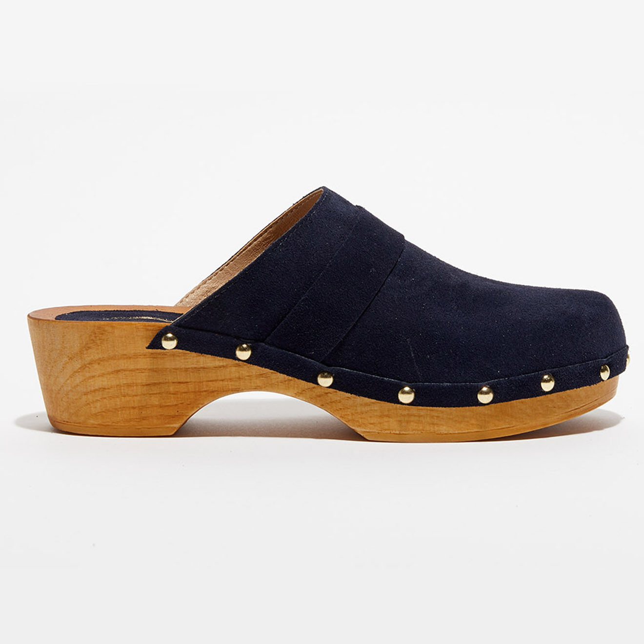 Apologie Studio Sabots en Velours de Cuir Sofia marine - Talon 5 cm