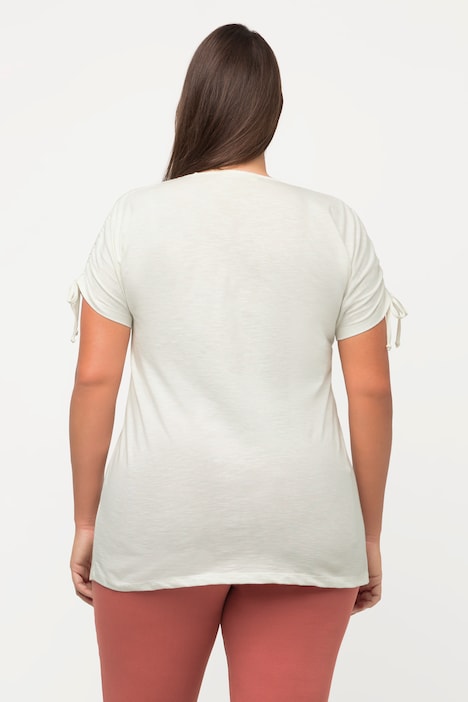 T-Shirt, Ärmelband, V-Ausschnitt, Halbarm, Biobaumwolle