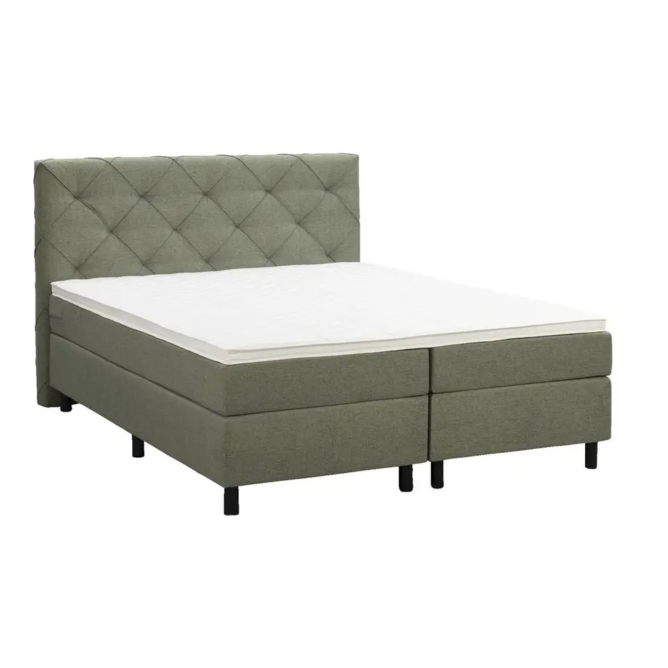 Boxspring Liv geruit - groen - 160x200 cm - ronde poot