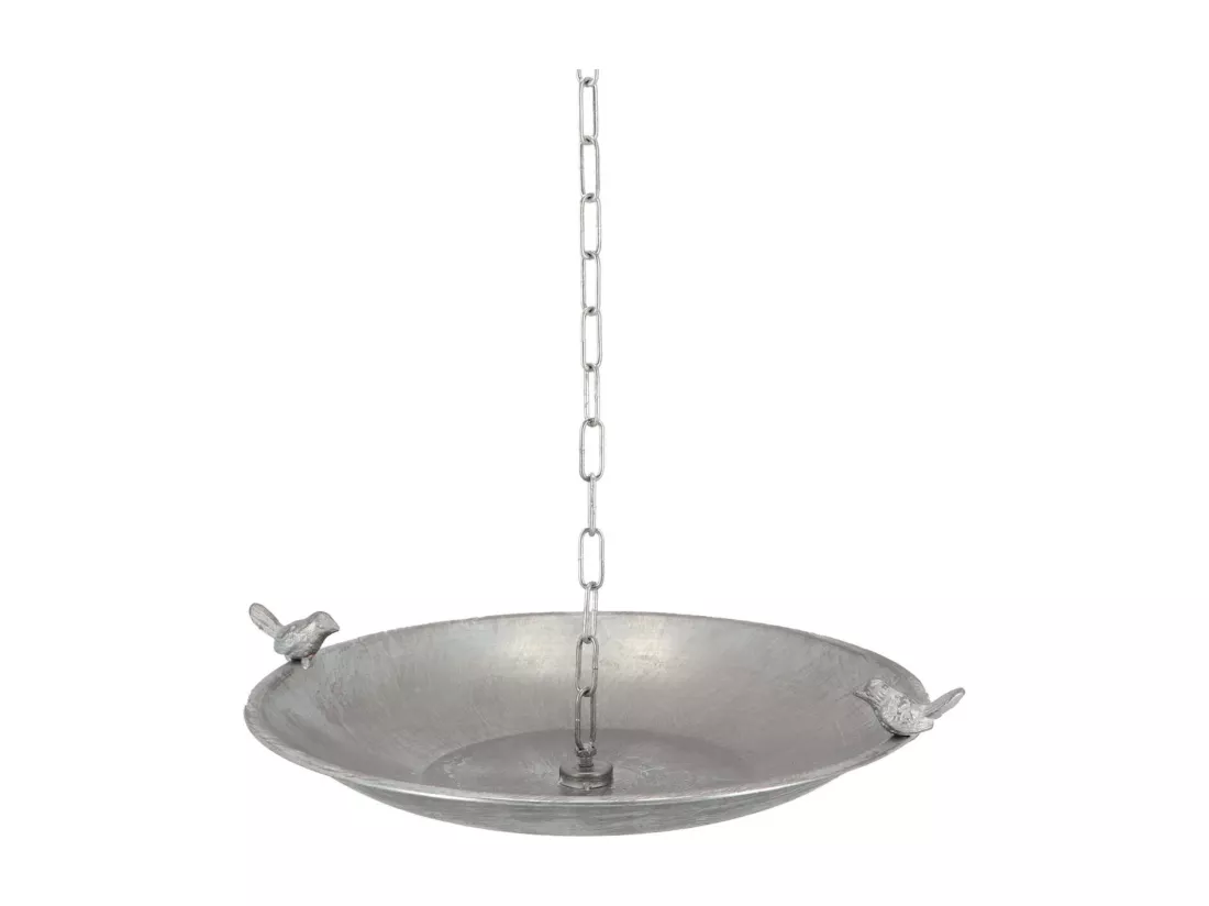 Bain oiseau en fer galvanisé avec chaine