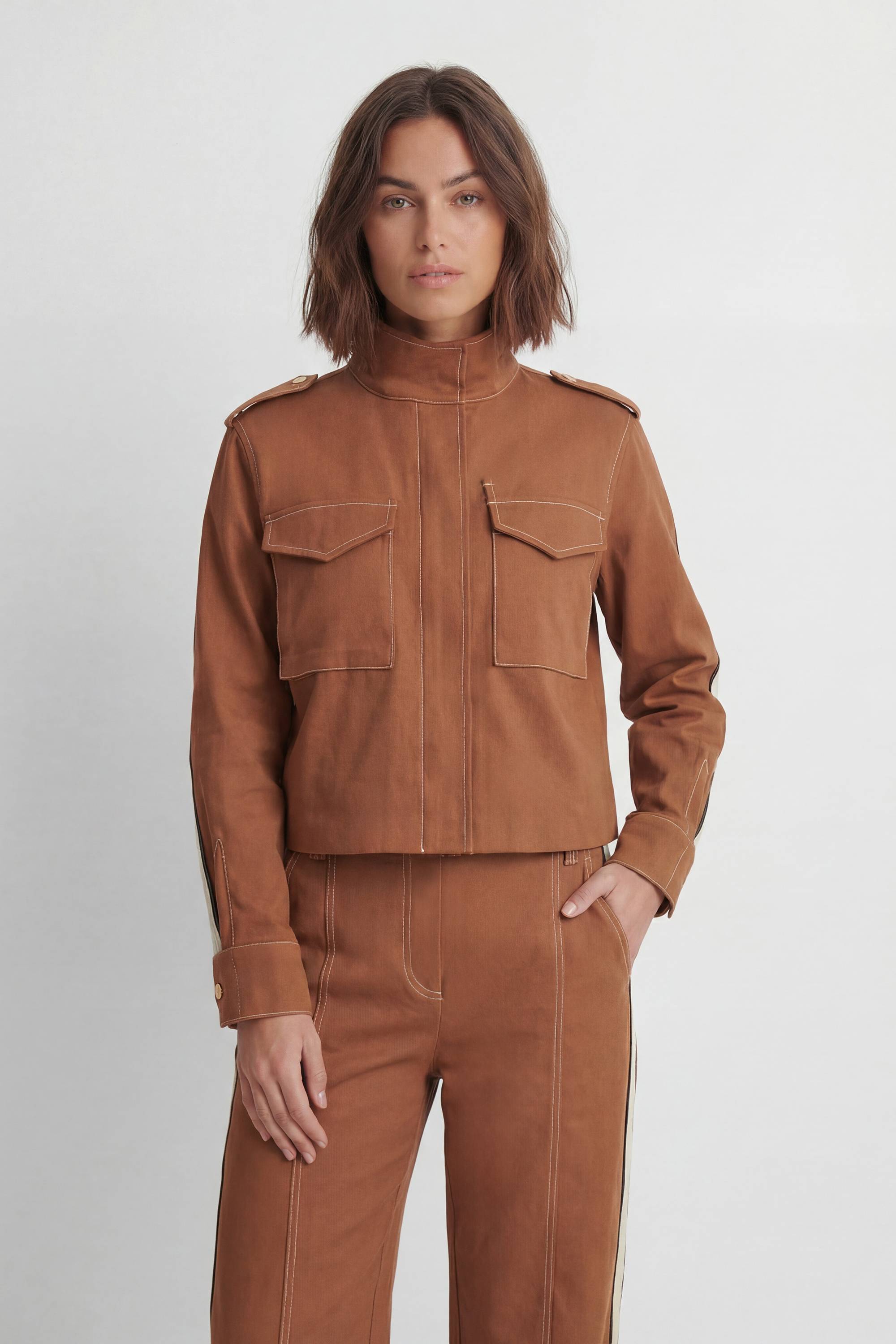 KarenMillen Veste Cintrée Militaire En Coton À Rayures