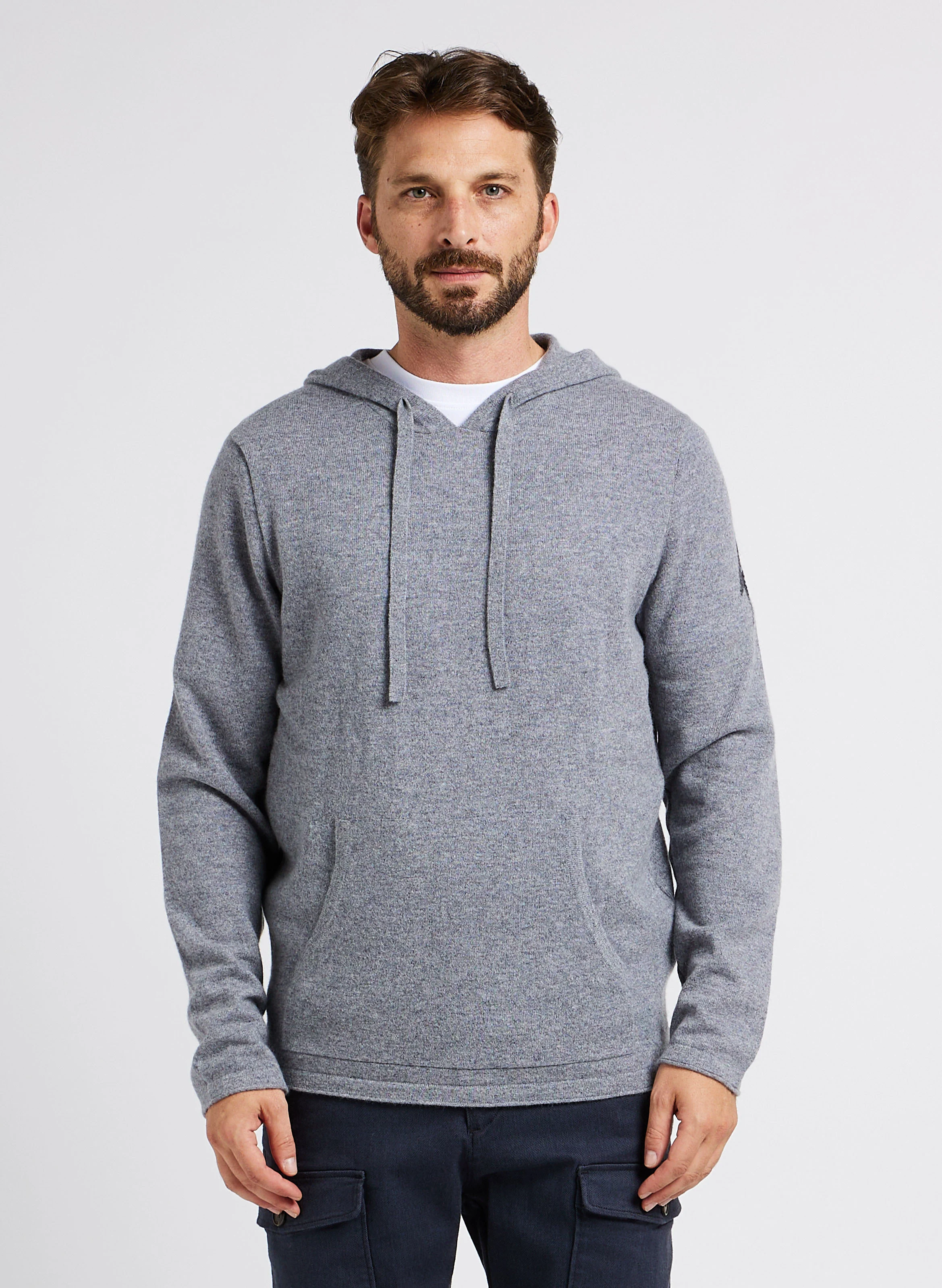 Sweat à capuche droit en cachemire | Gris