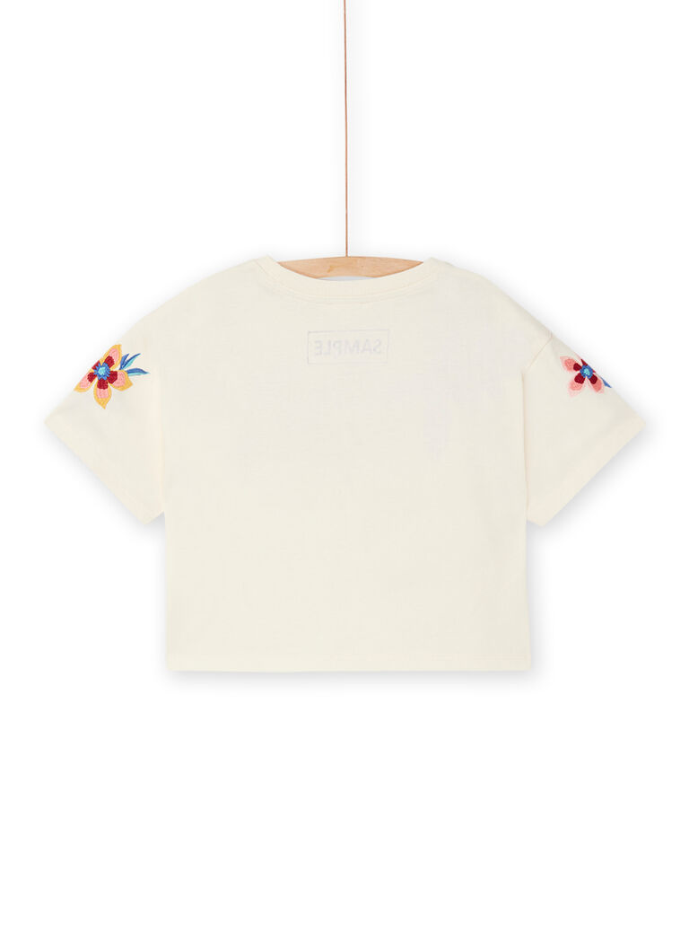 T-shirt écru foncé à motifs fleuris Enfant Fille