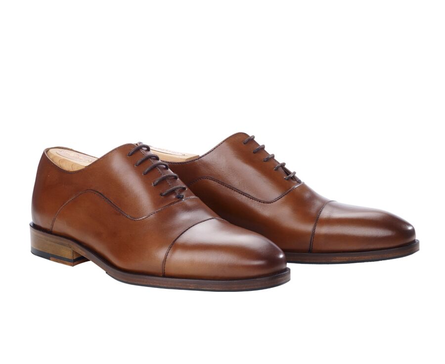 Richelieu homme Cognac Patiné semelle cuir - GRAKLEY