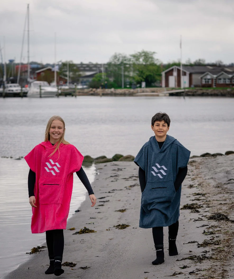 Watery badeponcho til junior - Bomuld - Pink