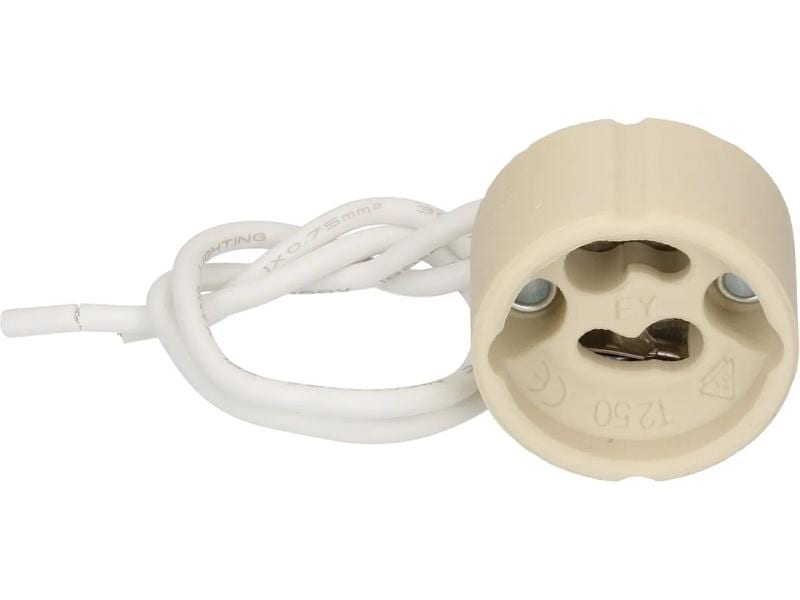 Max Hauri Lampenfassung GU10/GZ10/PTFE Länge: 150 mm Weisse Lampenfassung aus Kunststoff