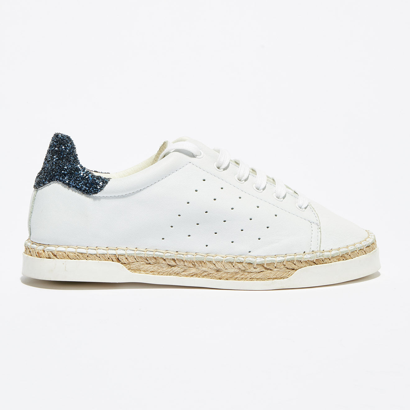 Canal Saint Martin Basket espadrilles en Cuir Lancry Glitter blanc/bleu