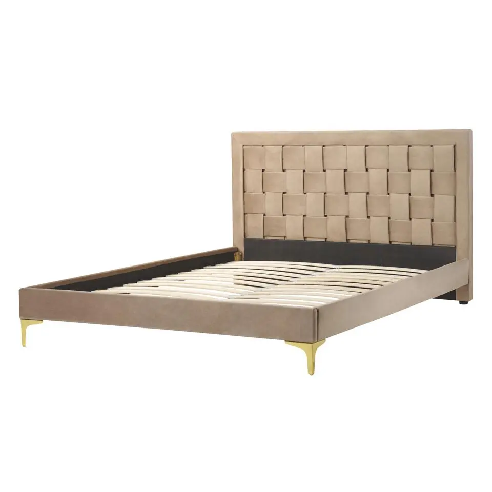 LIMOUX - Tweepersoonsbed - Taupe - 140 x 200 cm - Fluweel