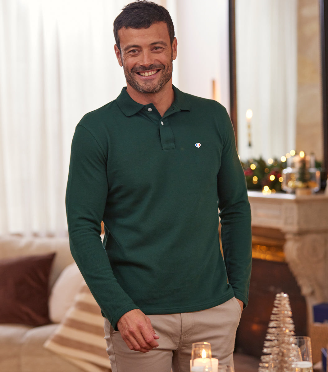 Polo Homme Manches Longues Sapin - Iconique