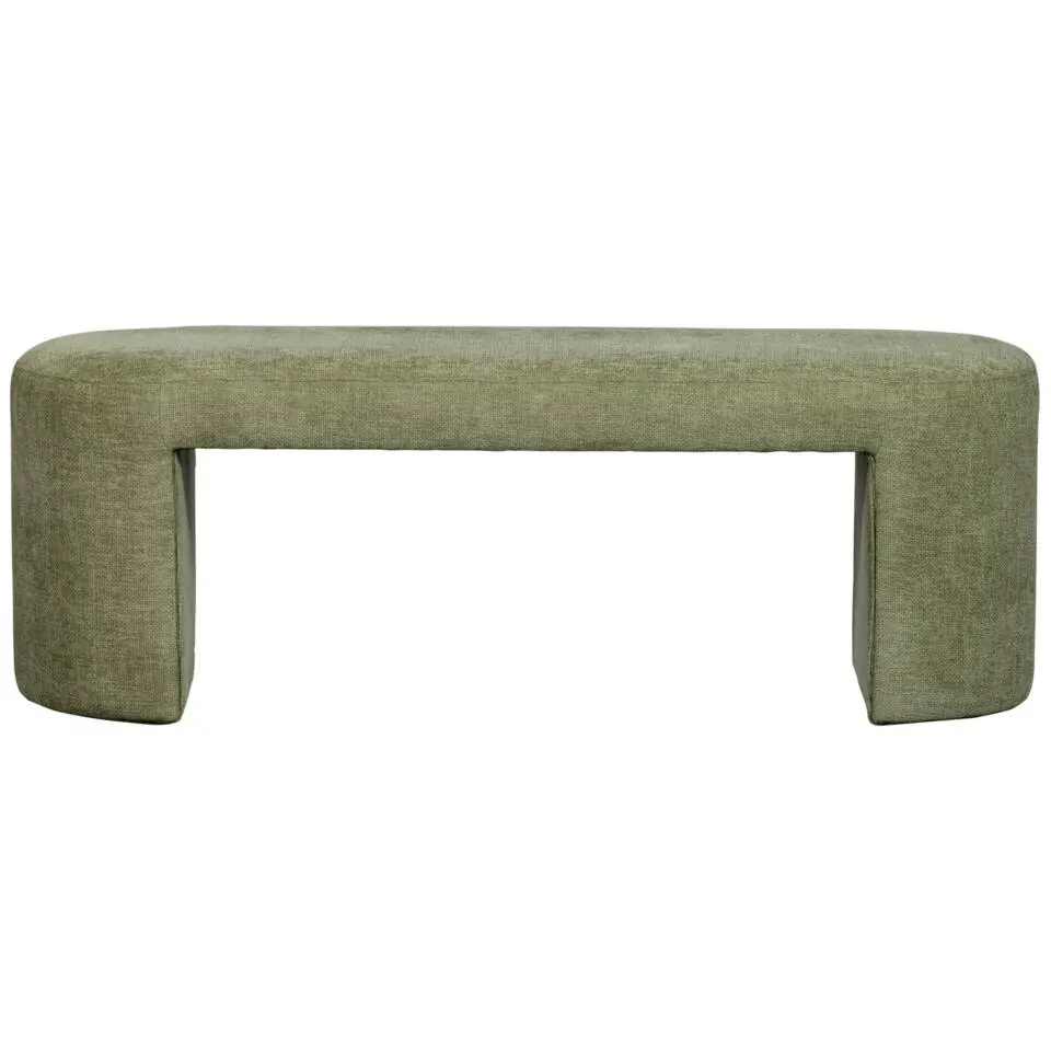 WOOOD Jacob Bankje - Chenille - Olive Green - 46x130x46