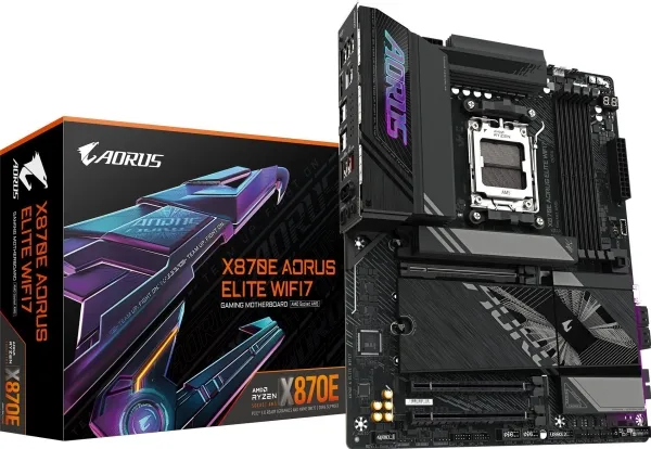 AORUS X870E ELITE WIFI7 - Bundkort - ATX - Socket AM5 - AMD X870E Chipset - USB-C 3.2 Gen 2x2, USB4, USB 3.2 Gen 1, USB 3.2 Gen 2 - 2.5 Gigabit LAN, Bluetooth, Wi-Fi 7 - onboard grafik (CPU påkrævet) - HD Audio (8-kanaler)