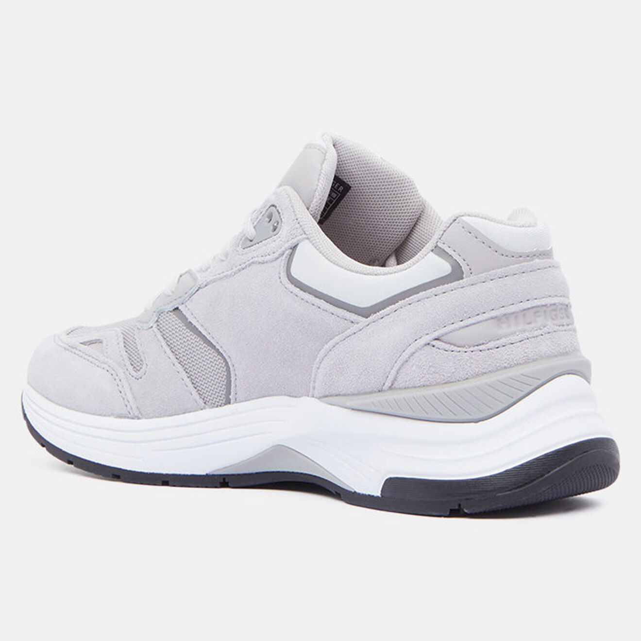 Tommy Hilfiger Baskets running en Velours de Cuir Monogramme Preppy grises