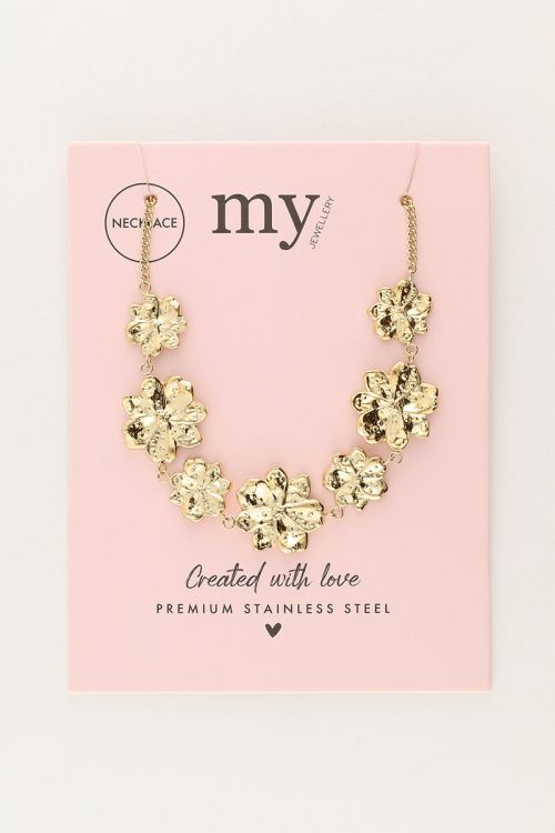 Statement ketting met gestructureerde bloemen