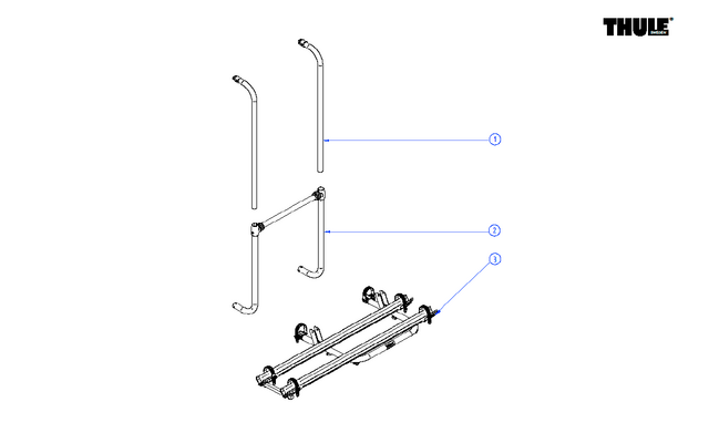 Thule Querstrebe Tragrahmen mit unteren Tragarmen für Fahrradträger Sport G2 Compact / Garage / 2-doors - Thule Ersatzteilnummer 1500602656