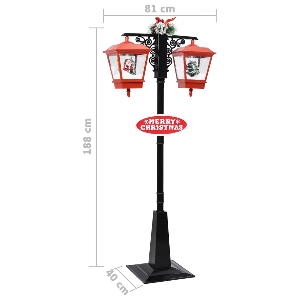 vidaXL Straatlantaarn met kerstman 81x40x188 cm PVC zwart en rood