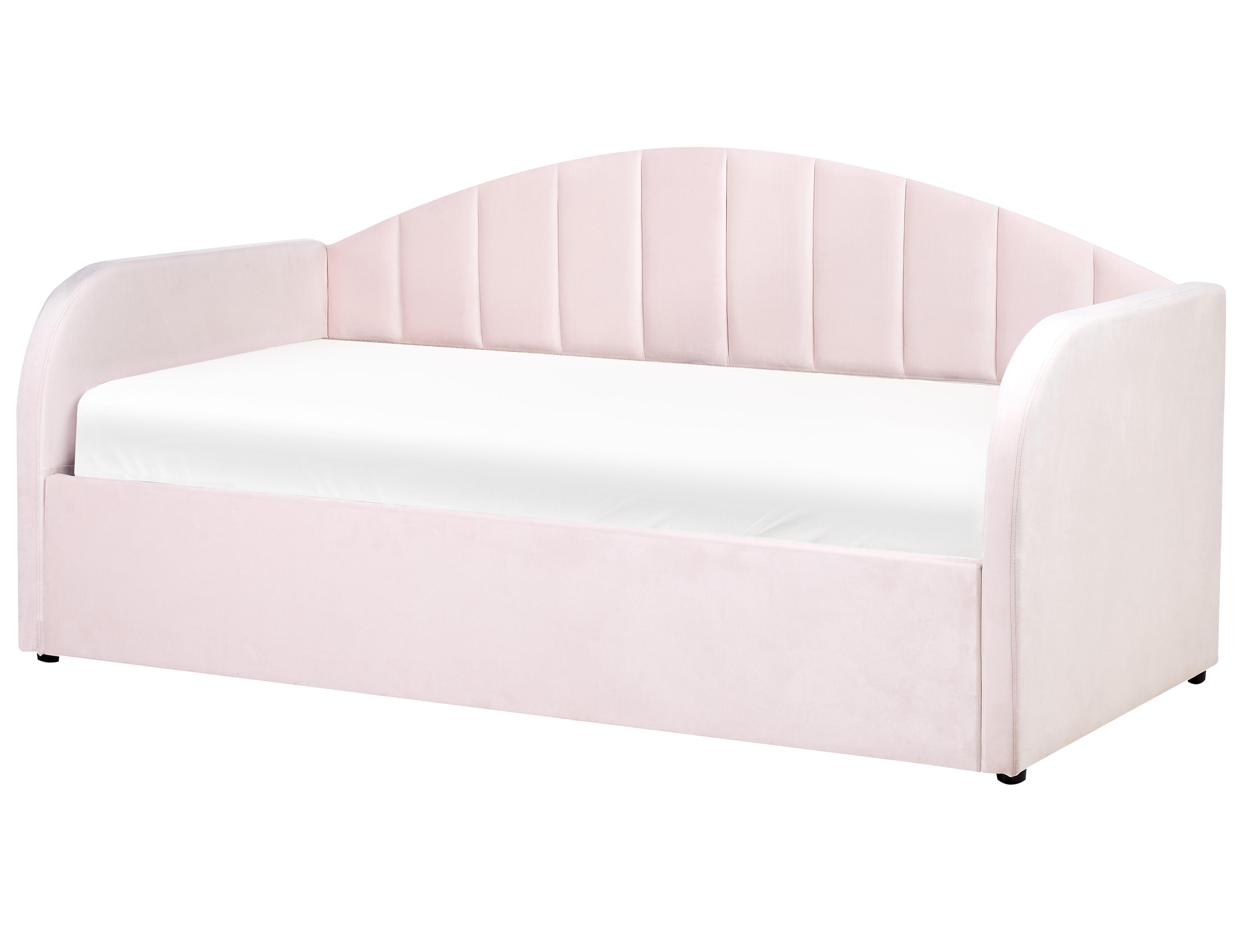 Onderschuifbed Fluweel EYBURIE 90 x 200 cm Pastelroze