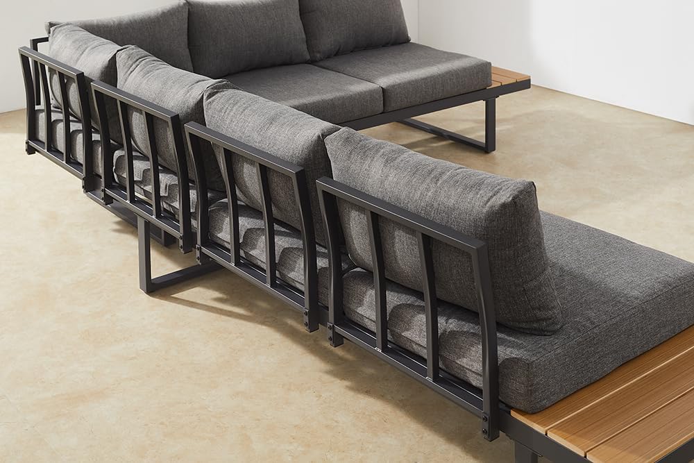 Riess Ambiente Wetterfestes Gartenmöbel Set Ibiza Grand - 280cm - anthrazit - Aluminium Lounge mit Sitzpolstern Outdoor modern