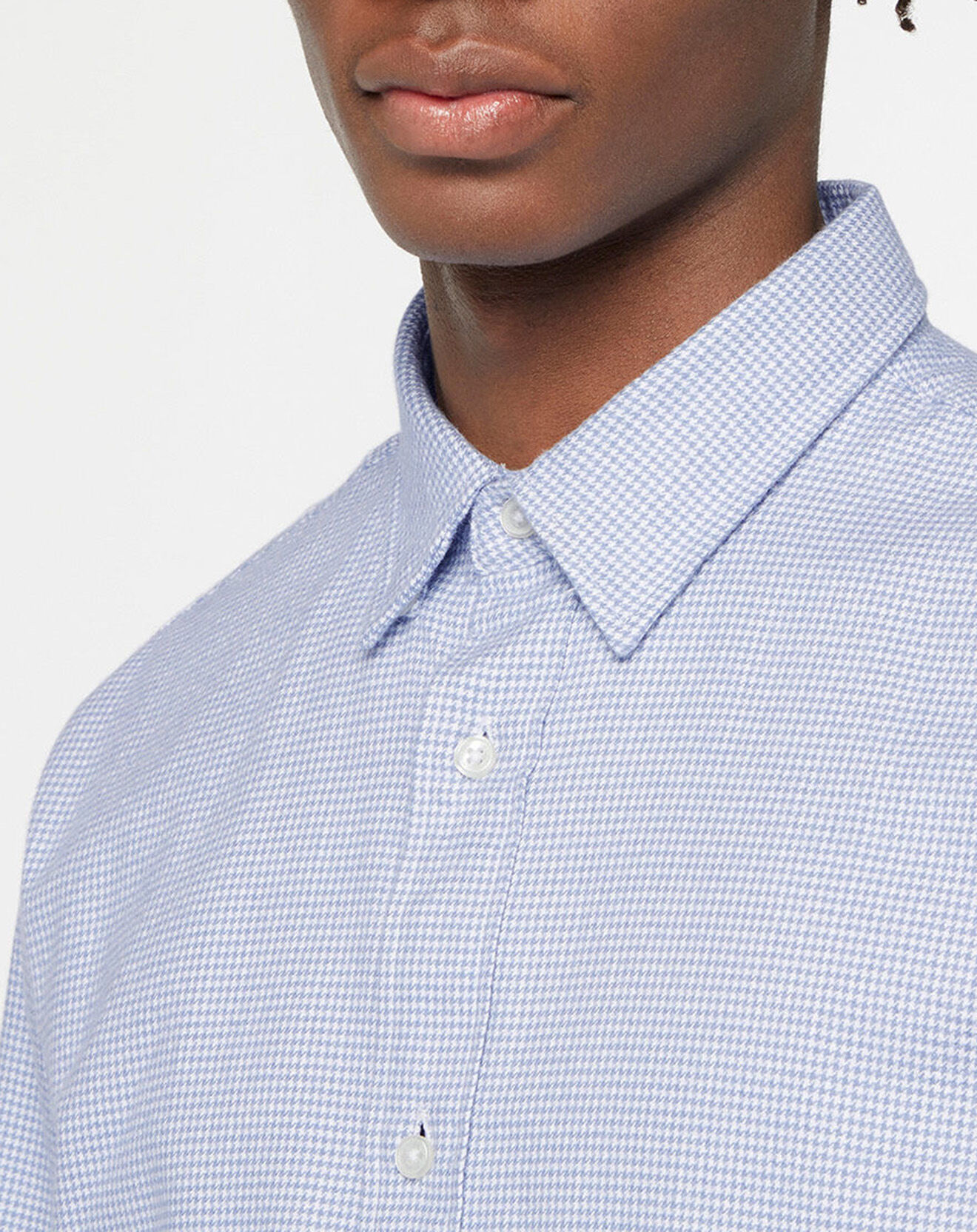 Tommy Hilfiger Chemise Regular Seersucker Houndstooth imprimé pied-de-poule blanc/bleu