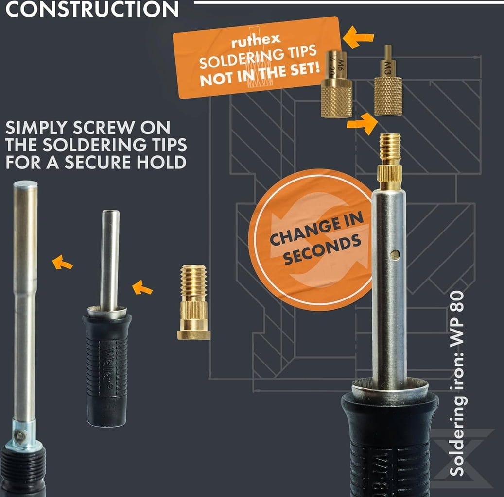ruthex  2x Lötspitzen Adapter für Weller Serie ET & LT    Adapter für Weller Lötkolben