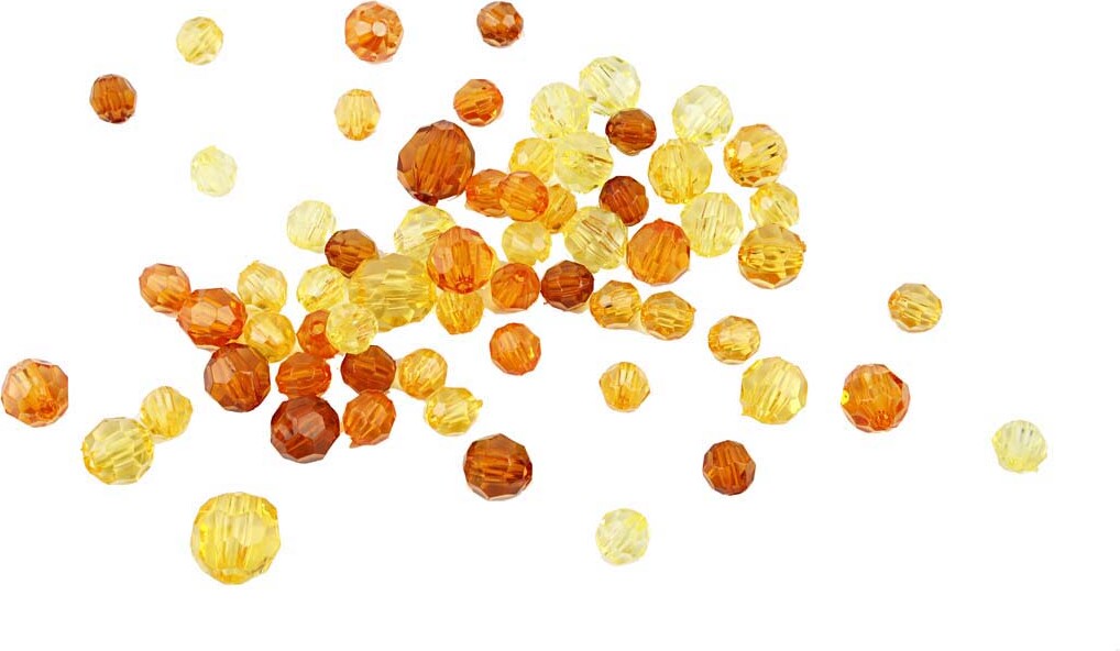 Harmoni Facetperlemix - Str. 4-12 MM - Hulstr. 1-2,5 MM - Gul - 45 G