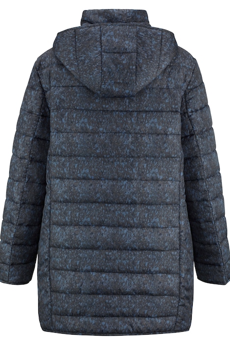 Steppjacke, Alloverdruck, Kapuze, Zipper