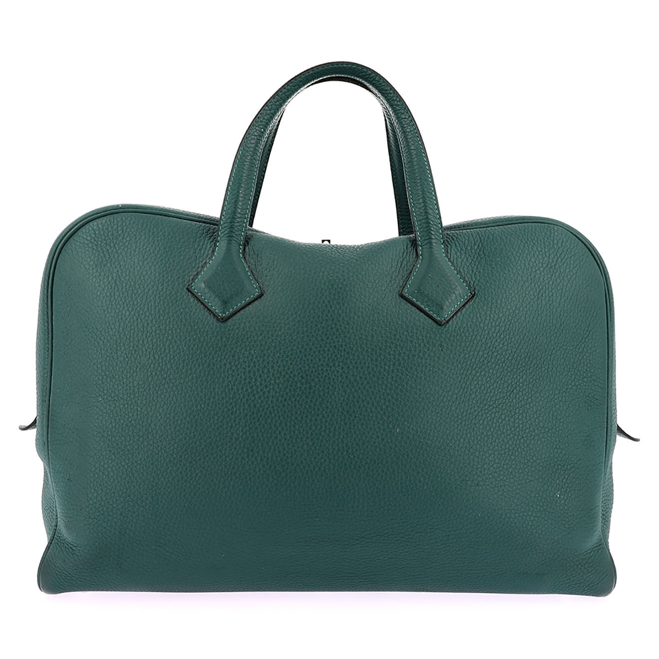 Hermès Sac à main en Cuir Victoria 40 Clémence vert - Très bon état - L.40 cm