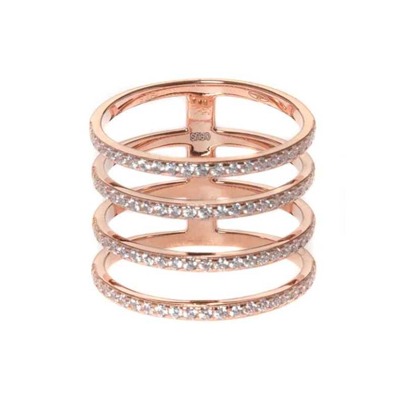 Bague Argent 4 Anneaux Scintillant Rose