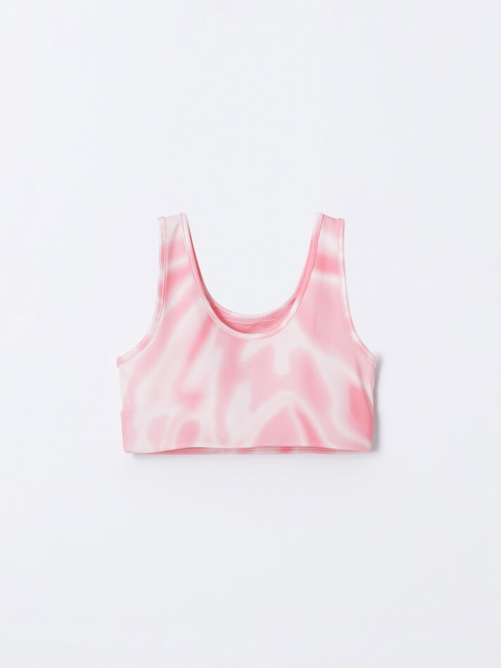 Top esportivo estampado - Coral