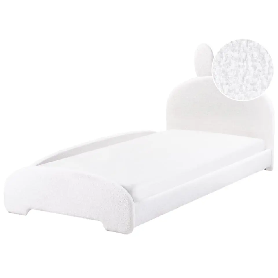 PERROS - Kinderbed - Gebroken wit - 90 x 200 cm - Bouclé