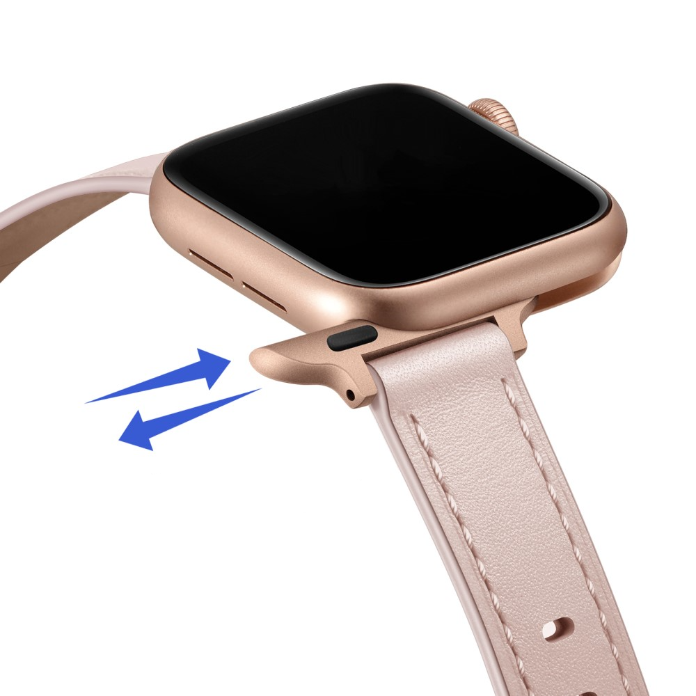 Apple Watch (42/41/40/38 mm) Ersatz Echtleder Armband Slim (Gelenkumfang: 170-220mm) - Rosa / Roségold