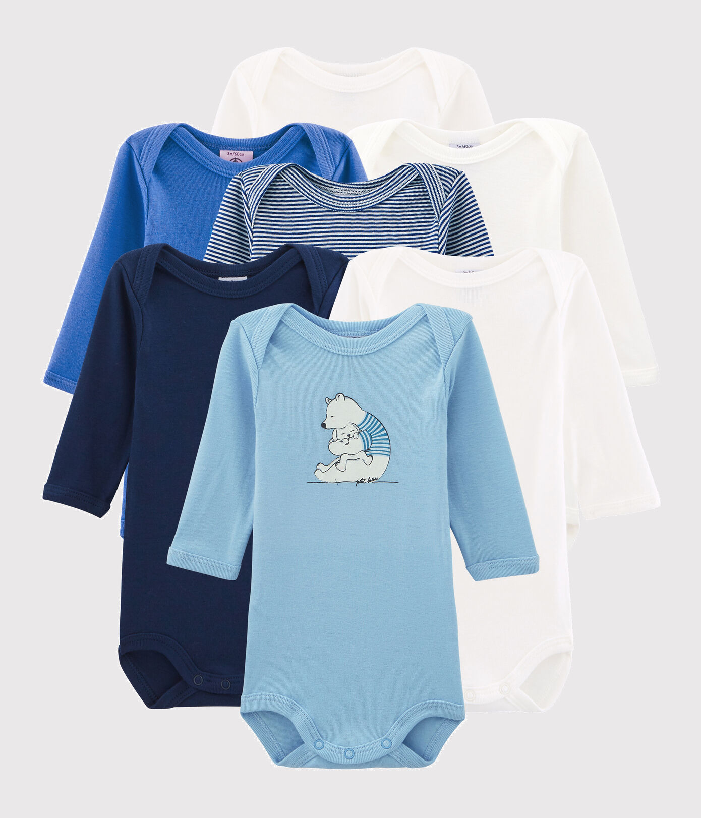Lot surprise de 7 bodies manches longues bébé garçon