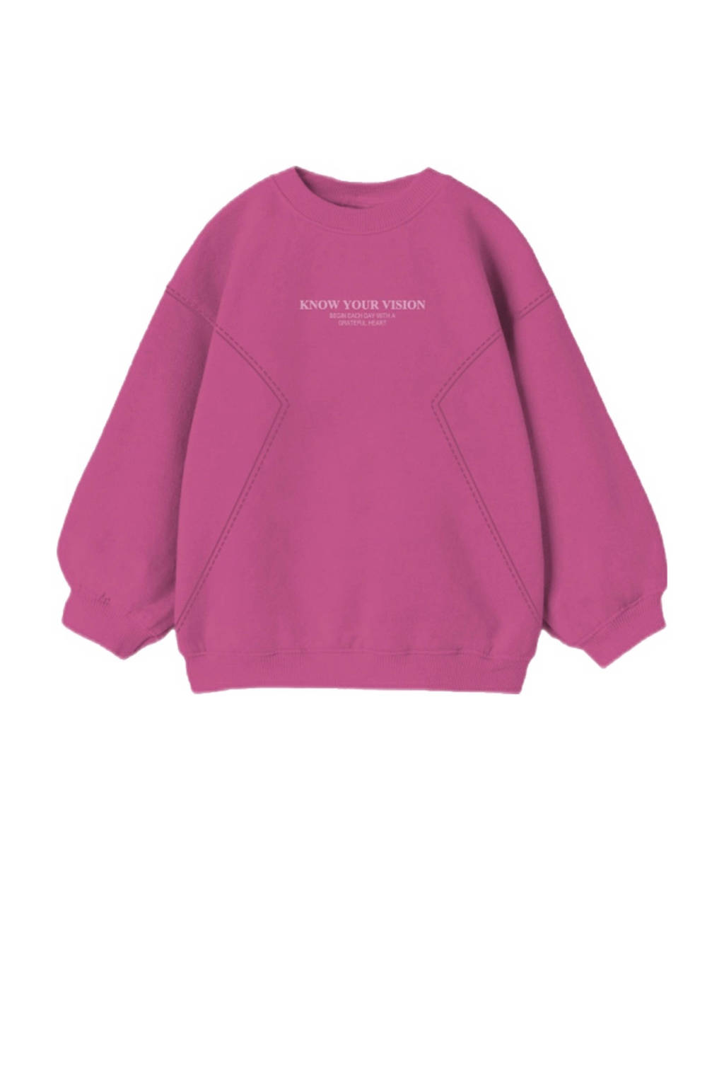 NAME IT sweater NKFNAKONN met tekst donkerroze