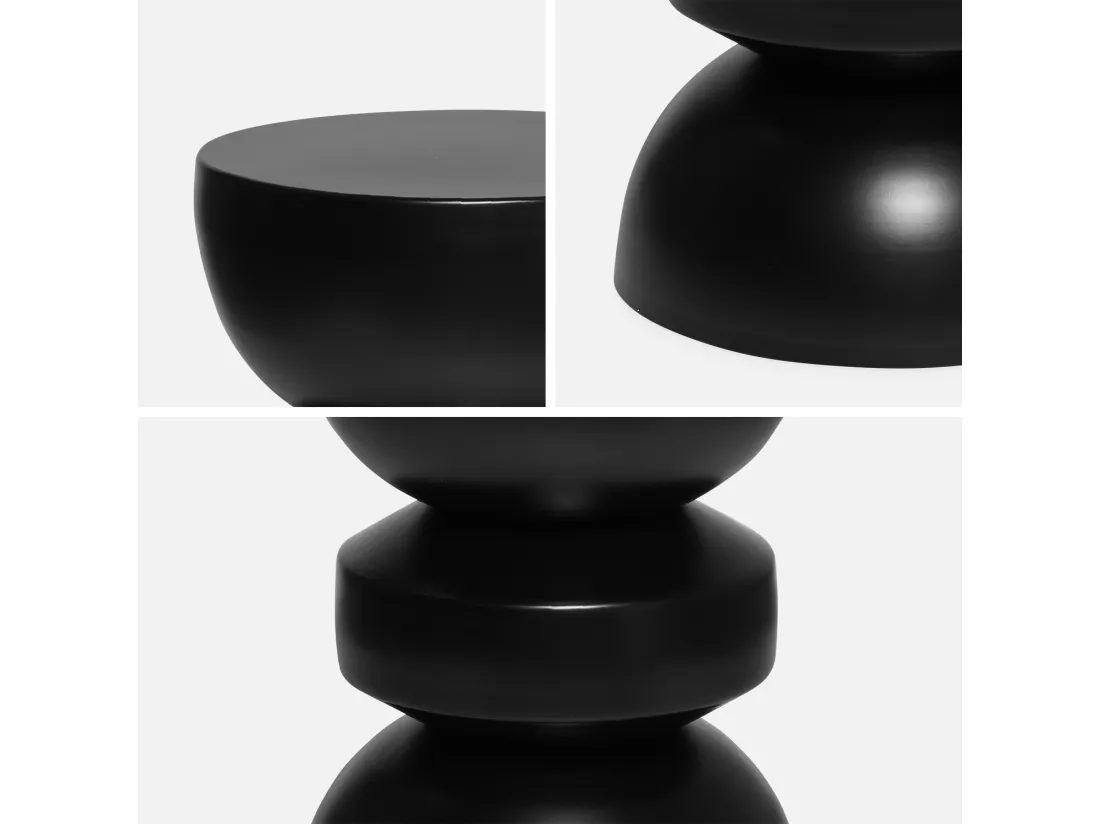 Table d'appoint. bout de canapé. table de chevet en métal. noir. Assa. Ø32 x H 44.5cm