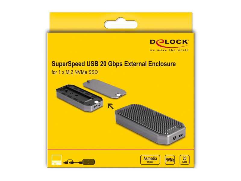Delock Externes Gehäuse M.2 NVMe PCIe SSD USB 3.2 Type-C 20 Delock Externes Gaming Gehäuse für M.2 NVMe PCIe SSD mit SuperSpeed USB 20 Gbps (USB 3.2 Gen 2 x 2) USB Type-C Buchse und RGB LED Beleuchtung