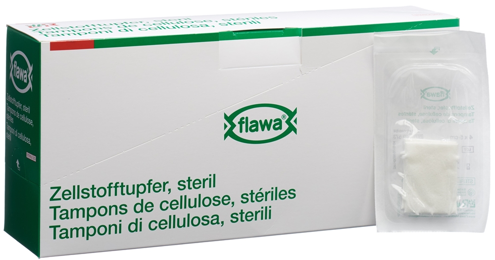 FLAWA Zellstofftupfer<br>70 × 2 Stück, 4x5cm, steril