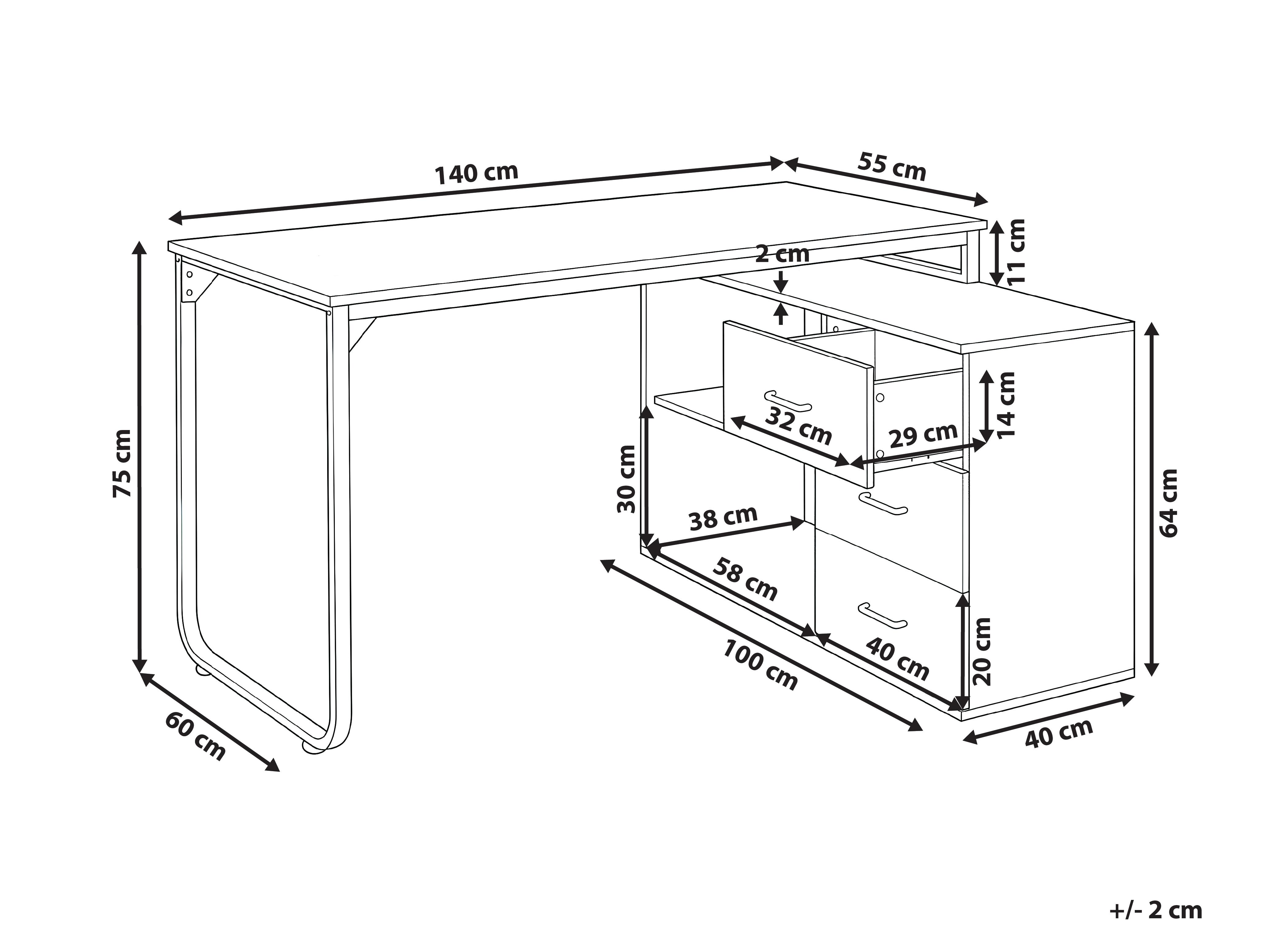 Hoekbureau SOGNE Wit 140 cm 100 cm