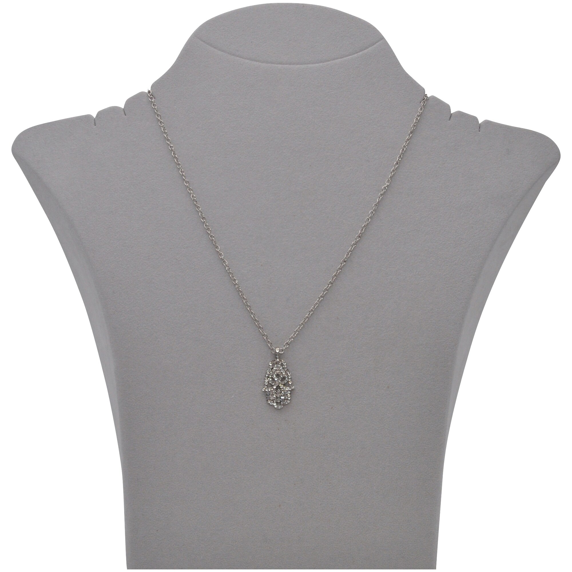 Steuer Modeschmuck Anhänger mit Kette Metall Kette rhodiumfarben mit Kristallanhänger