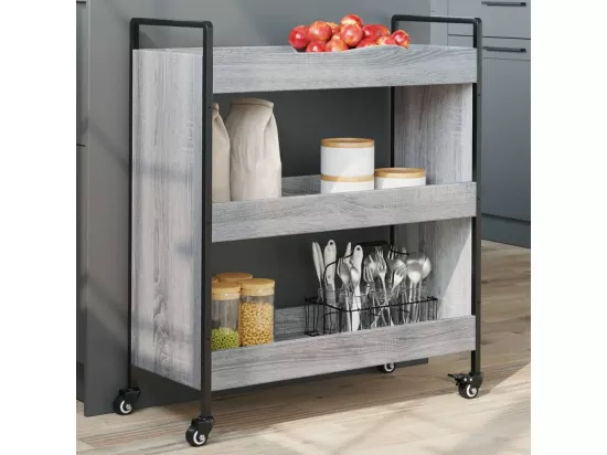 Chariot de cuisine sonoma gris 70x30x82 cm bois d'ingénierie