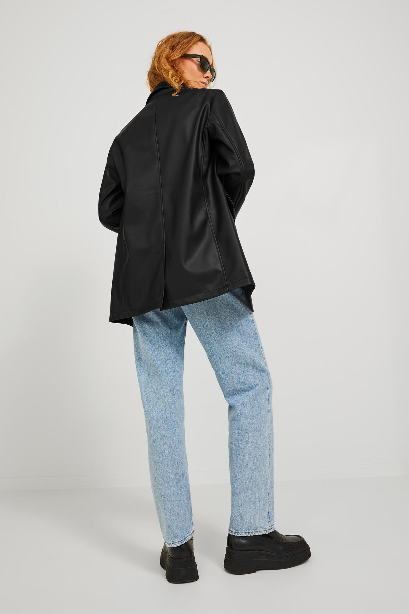 blazer regular de couro sintético