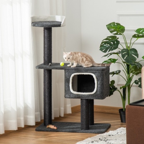 Torre de escalada Pawhut com caverna cinza para gatos