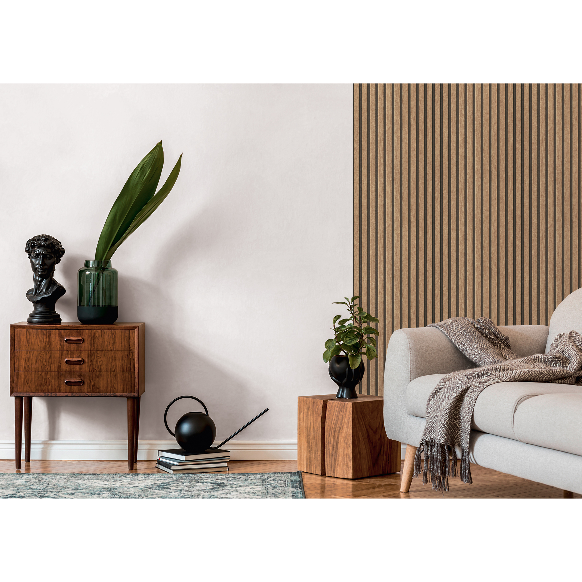 Vliestapete - beige - Holzoptik - 10 Meter
