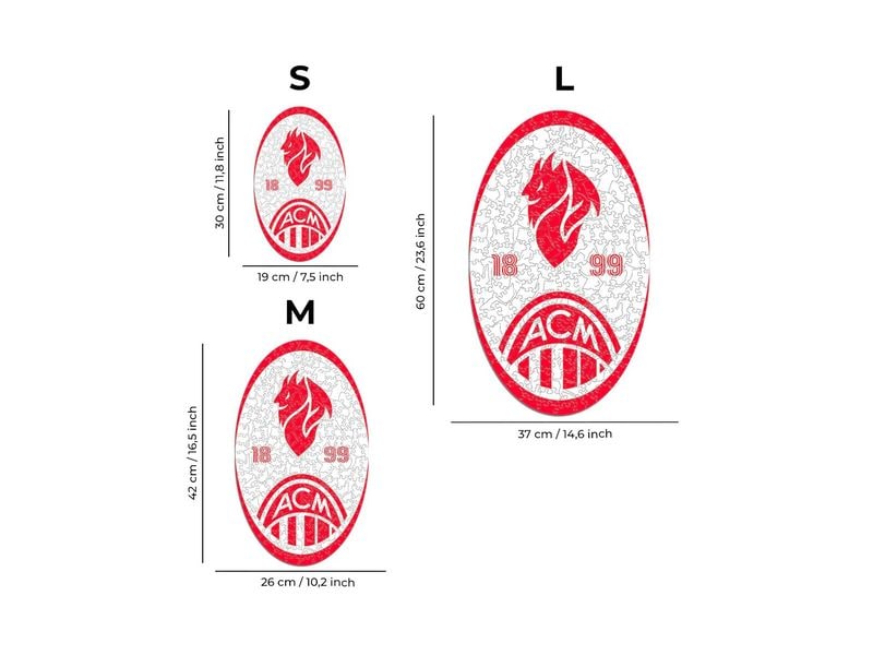 Iconic Puzzle AC Milan – Retro Logo Offizielles Holzpuzzle, Grösse M